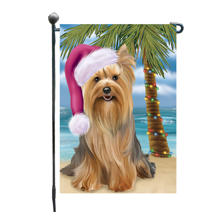 Christmas Summertime Beach Yorkshire Terrier Dog Garden Flags Outdoor Decor for Homes and Gardens Double Sided Garden Yard Spring Decorative Vertical Home Flags Garden Porch Lawn Flag for Decorations GFLG69050