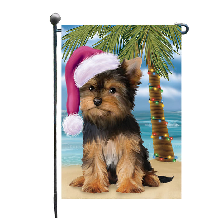 Christmas Summertime Beach Yorkshire Terrier Dog Garden Flags Outdoor Decor for Homes and Gardens Double Sided Garden Yard Spring Decorative Vertical Home Flags Garden Porch Lawn Flag for Decorations GFLG69051