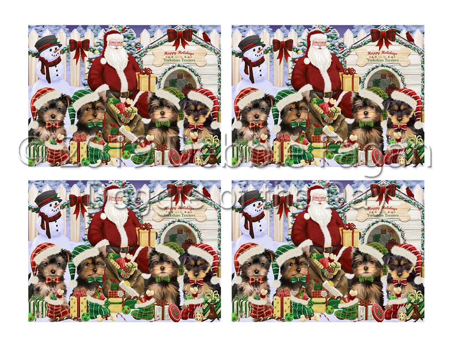 Happy Holidays Christmas Yorkshire Terrier Dogs House Gathering Placemat