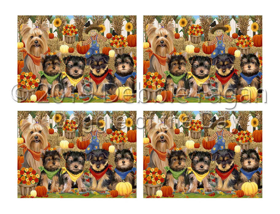 Fall Festive Harvest Time Gathering Yorkshire Terrier Dogs Placemat