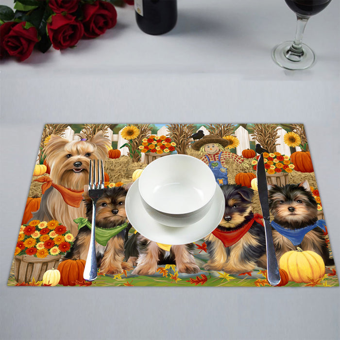 Fall Festive Harvest Time Gathering Yorkshire Terrier Dogs Placemat