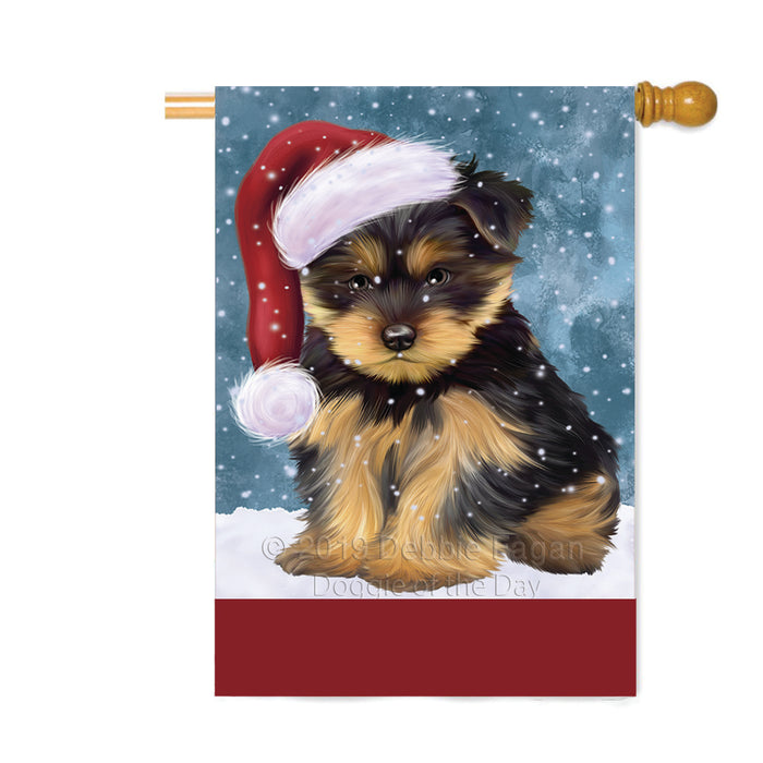 Personalized Let It Snow Happy Holidays Yorkshire Terrier Dog Custom House Flag FLG-DOTD-A62545