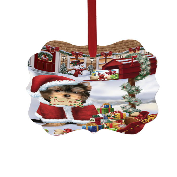 Yorkshire Terrier Dog Dear Santa Letter Christmas Holiday Mailbox Double-Sided Photo Benelux Christmas Ornament LOR49103