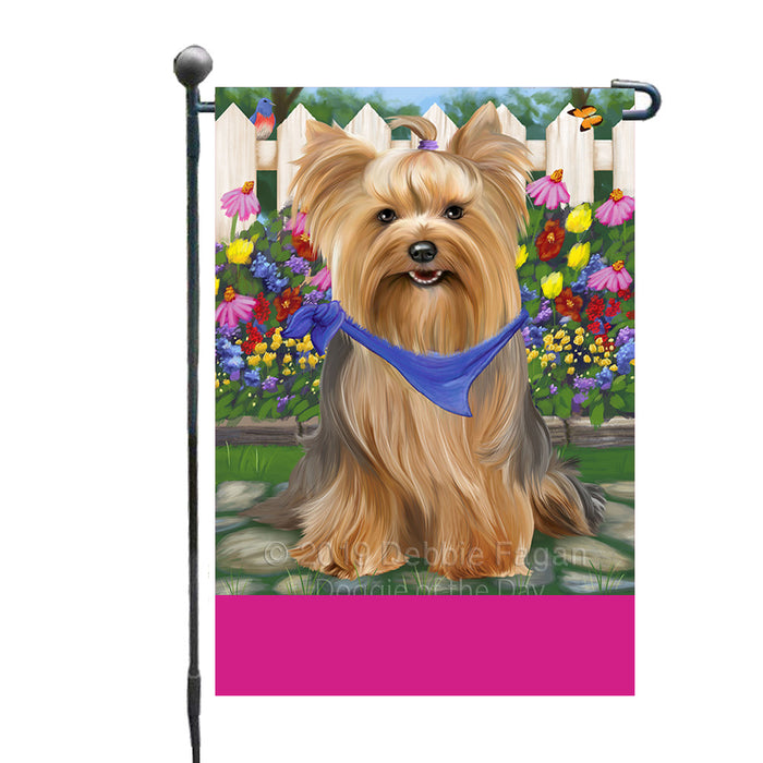Personalized Spring Floral Yorkshire Terrier Dog Custom Garden Flags GFLG-DOTD-A63056