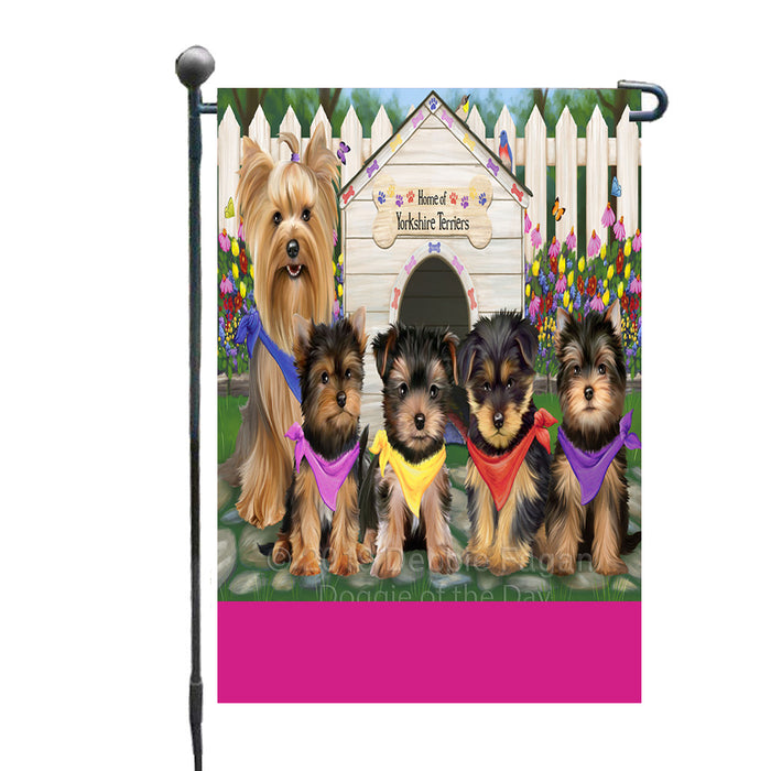 Personalized Spring Dog House Yorkshire Terrier Dogs Custom Garden Flags GFLG-DOTD-A63057