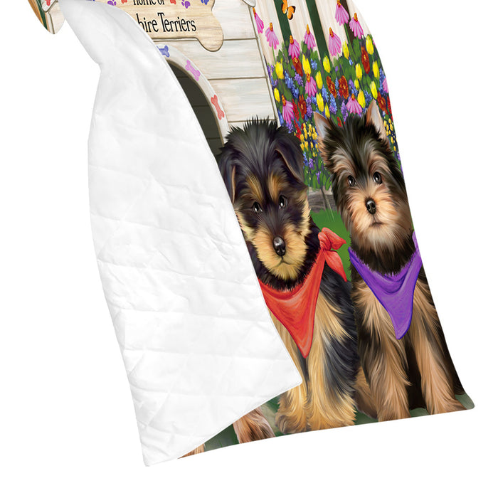 Spring Dog House Yorkshire Terrier Dogs Quilt