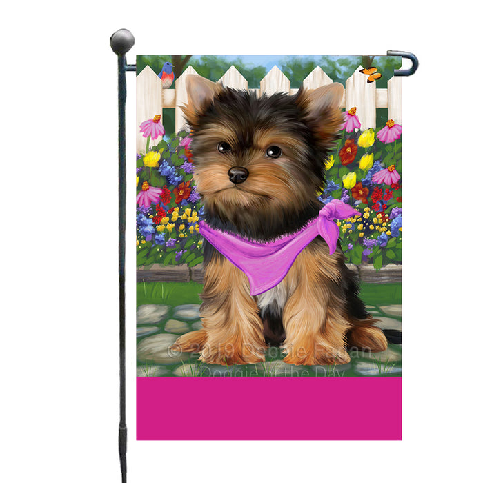 Personalized Spring Floral Yorkshire Terrier Dog Custom Garden Flags GFLG-DOTD-A63058