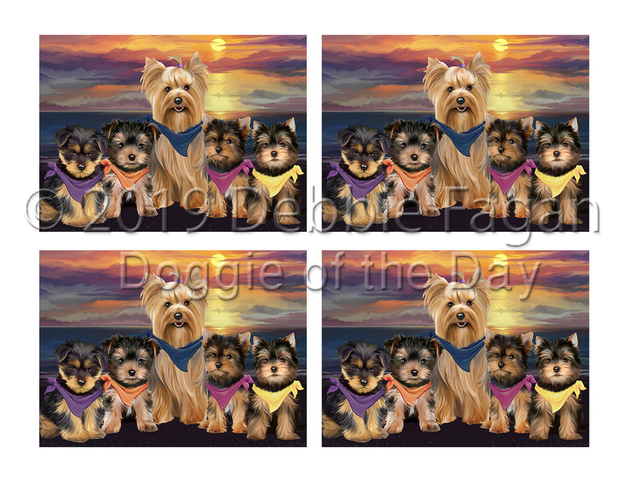 Family Sunset Portrait Yorkshire Terrier Dogs Placemat
