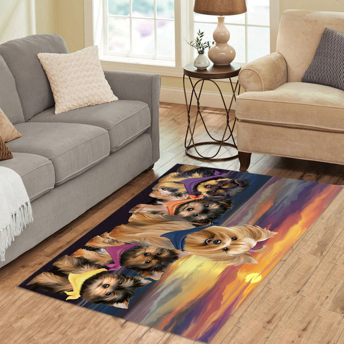Family Sunset Portrait Yorkshire Terrier Dogs Area Rug