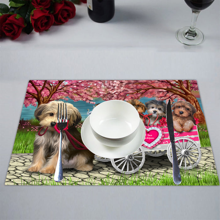 I Love Yorkshire Terrier Dogs in a Cart Placemat