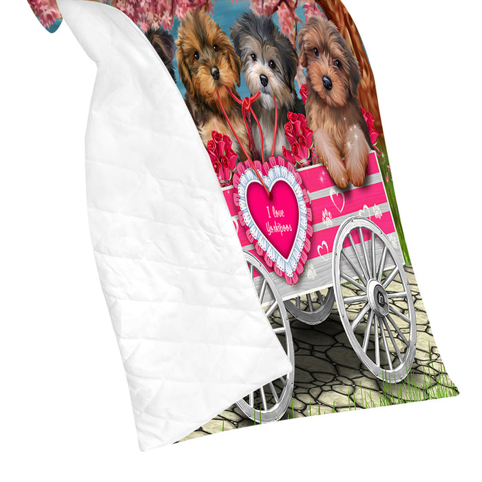 I Love Yorkshire Terrier Dogs in a Cart Quilt