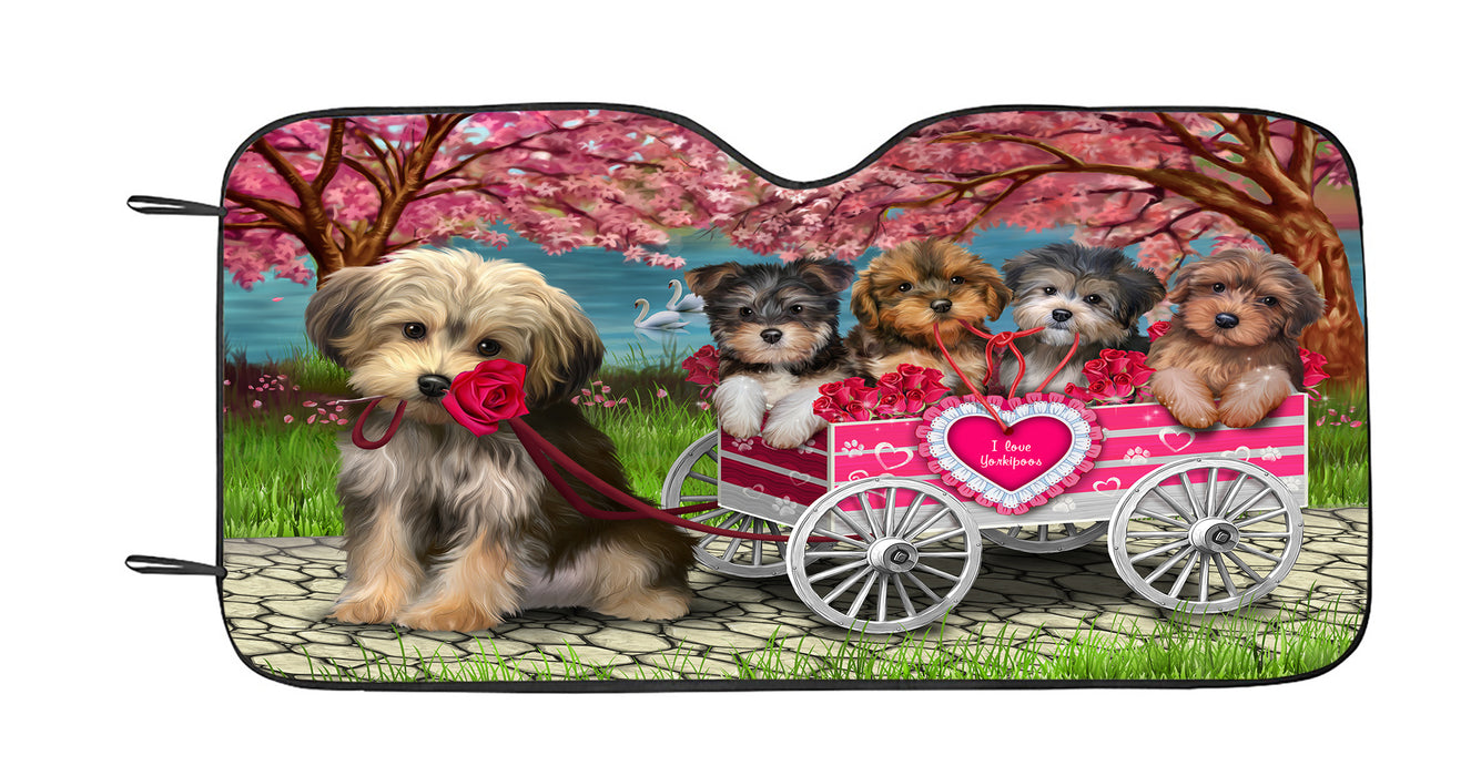 I Love Yorkshire Terrier Dogs in a Cart Car Sun Shade