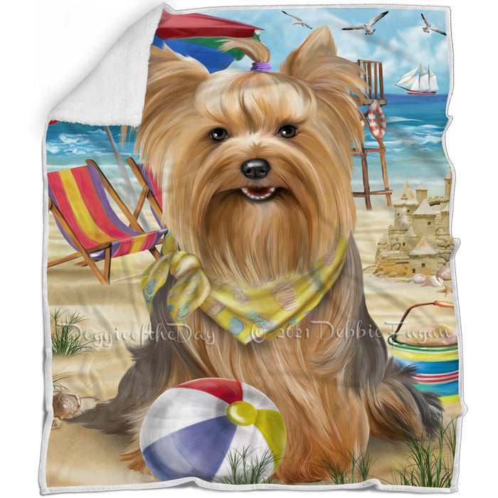 Pet Friendly Beach Yorkshire Terrier Dog Blanket BLNKT66684