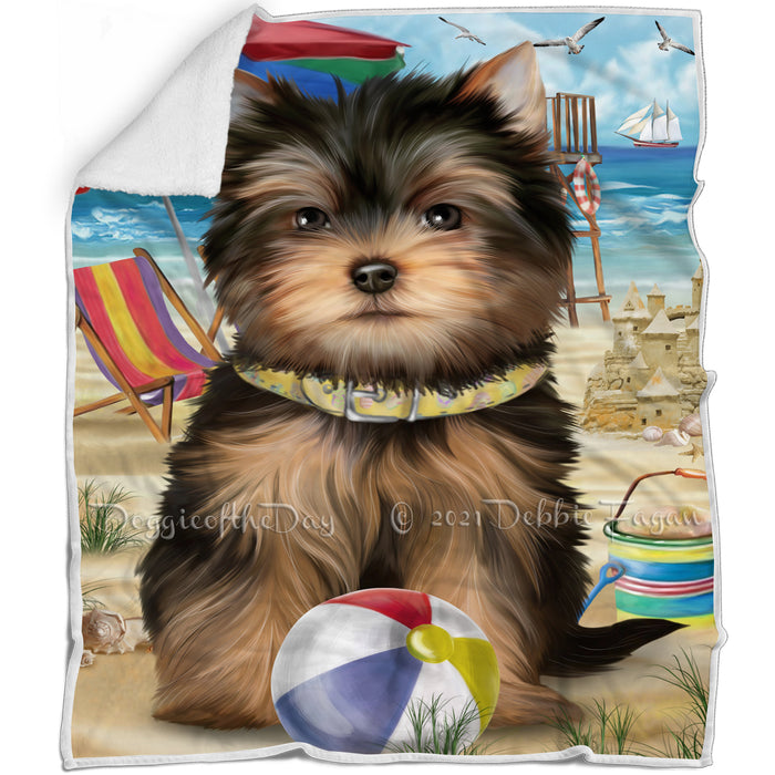 Pet Friendly Beach Yorkshire Terrier Dog Blanket BLNKT66693