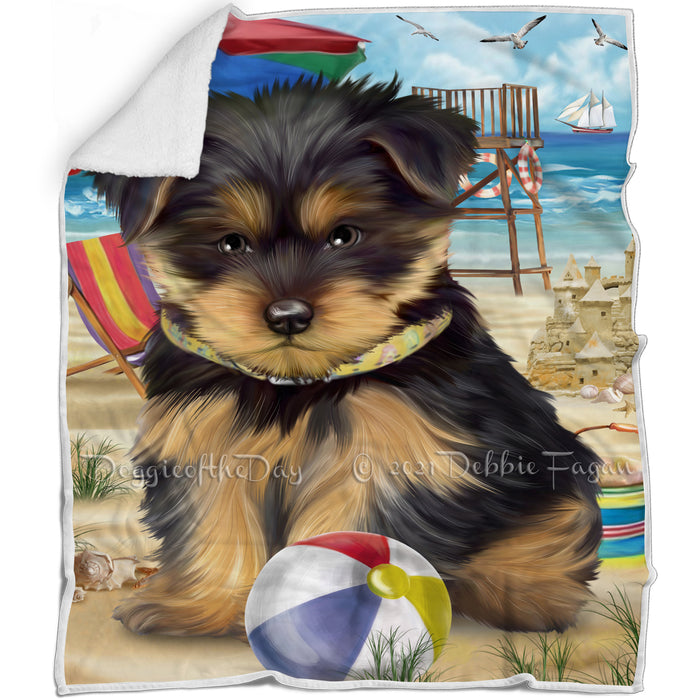 Pet Friendly Beach Yorkshire Terrier Dog Blanket BLNKT66702