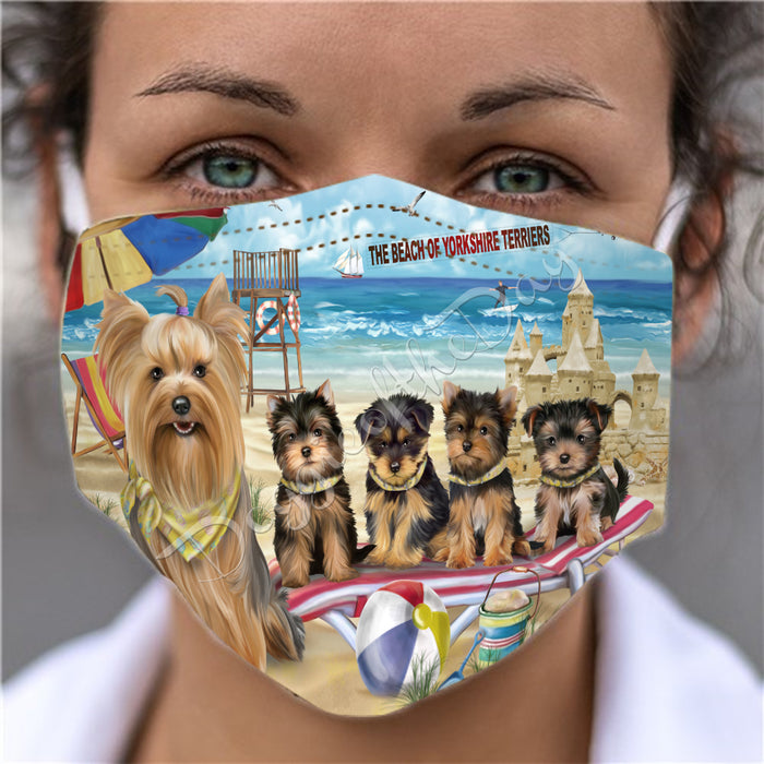 Pet Friendly Beach Yorkshire Terrier Dogs Face Mask FM49158