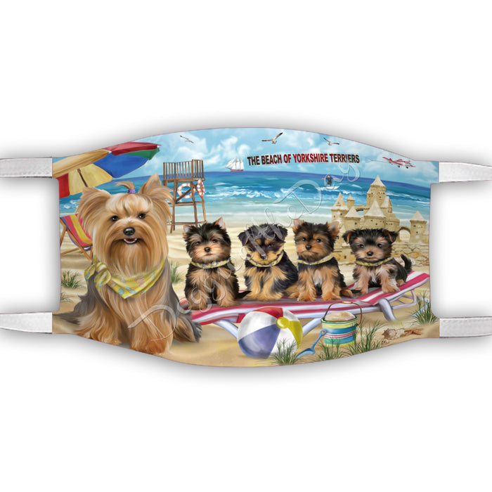 Pet Friendly Beach Yorkshire Terrier Dogs Face Mask FM49158