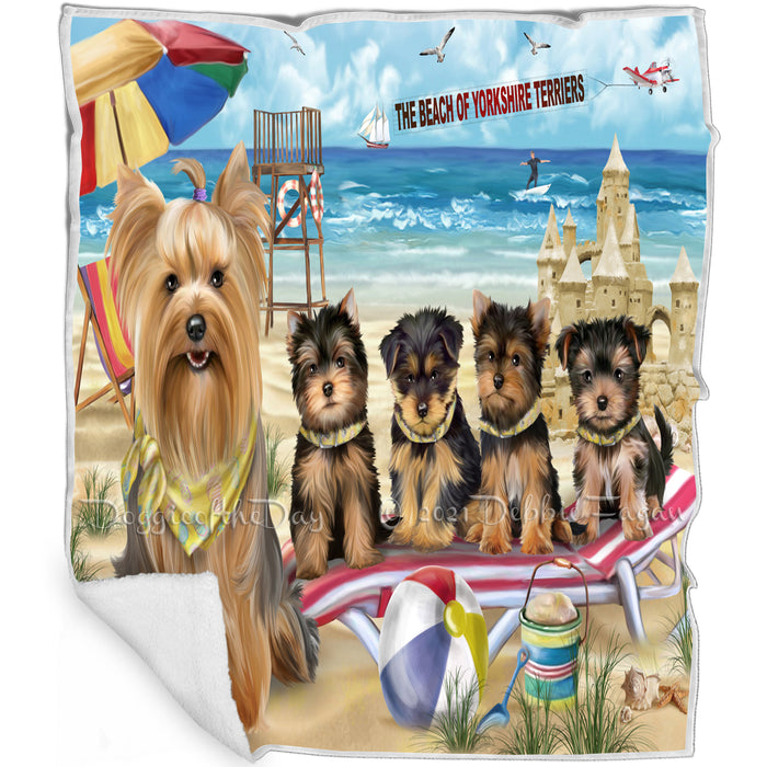 Pet Friendly Beach Yorkshire Terrier Dog Blanket BLNKT66720