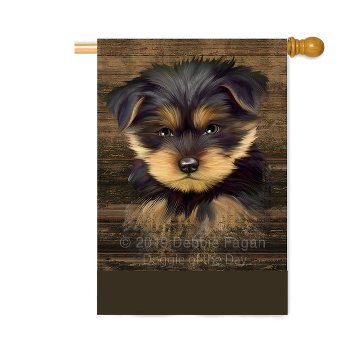 Personalized Rustic Yorkshire Terrier Dog Custom House Flag FLG64755