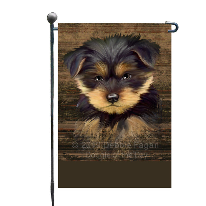 Personalized Rustic Yorkshire Terrier Dog Custom Garden Flag GFLG63678