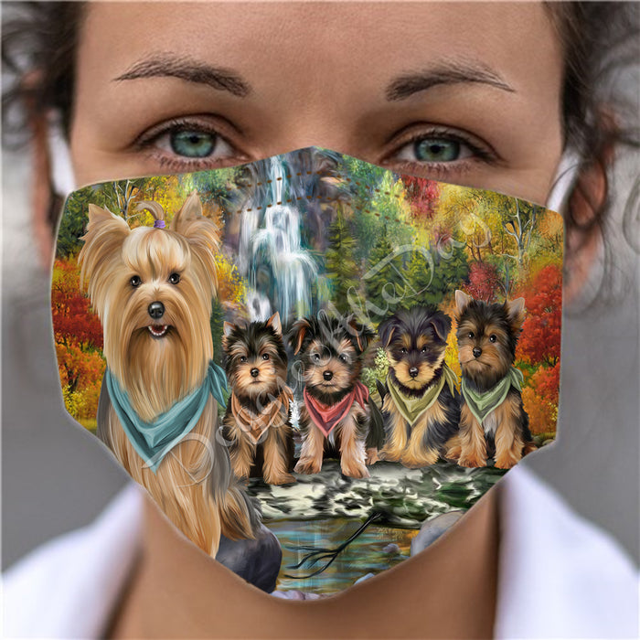 Scenic Waterfall Yorkshire Terrier Dogs Face Mask FM49359