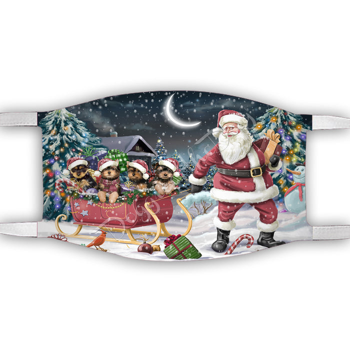 Santa Sled Dogs Christmas Happy Holidays Yorkshire Terrier Dogs Face Mask FM49055