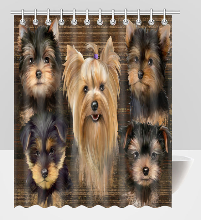 Rustic Yorkshire Dogs Shower Curtain