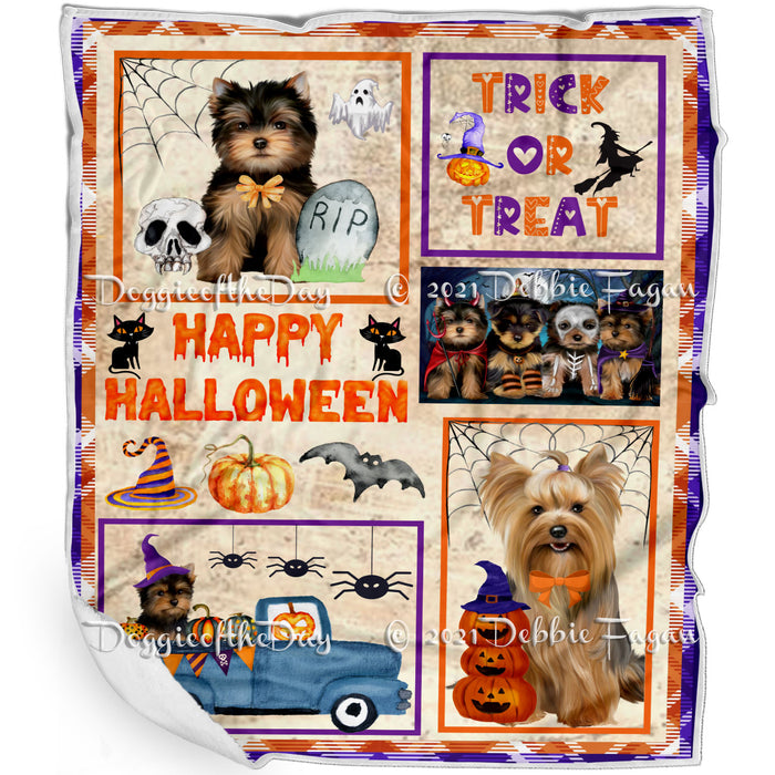 Happy Halloween Trick or Treat Yorkshire Terrier Dogs Blanket BLNKT143807