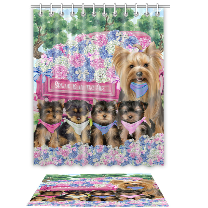 Yorkshire Terrier Shower Curtain & Bath Mat Set: Explore a Variety of Designs, Custom, Personalized, Curtains with hooks and Rug Bathroom Decor, Gift for Dog and Pet Lovers
