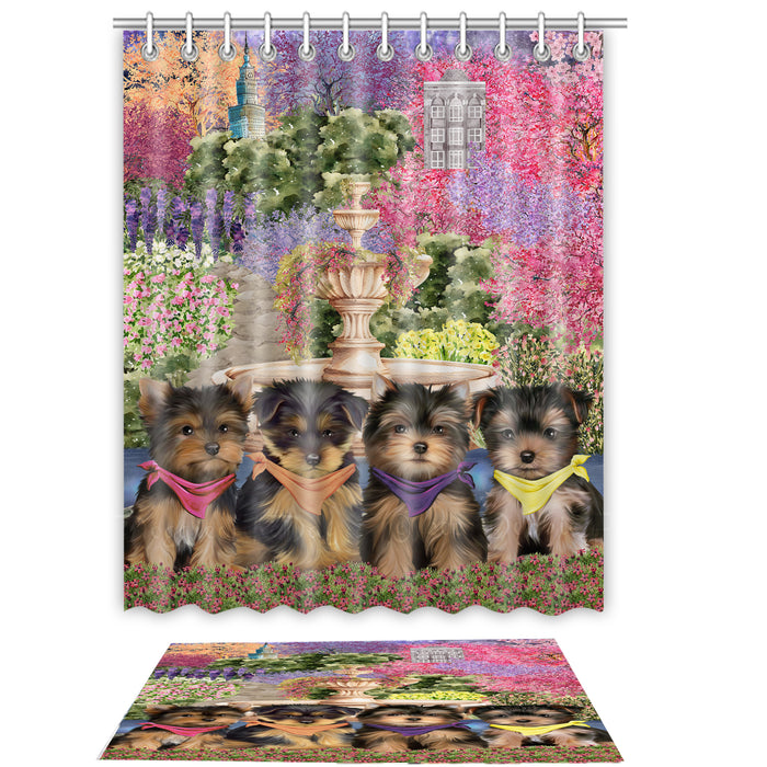Yorkshire Terrier Shower Curtain & Bath Mat Set: Explore a Variety of Designs, Custom, Personalized, Curtains with hooks and Rug Bathroom Decor, Gift for Dog and Pet Lovers