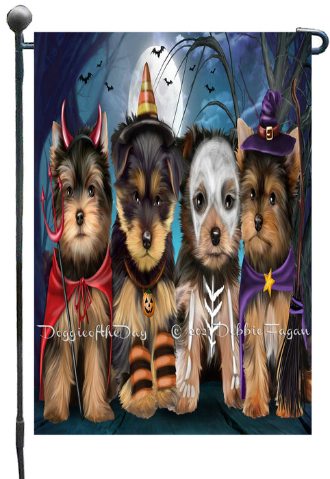 Happy Halloween Trick or Treat Yorkshire Terrier Dogs Garden Flags- Outdoor Double Sided Garden Yard Porch Lawn Spring Decorative Vertical Home Flags 12 1/2"w x 18"h