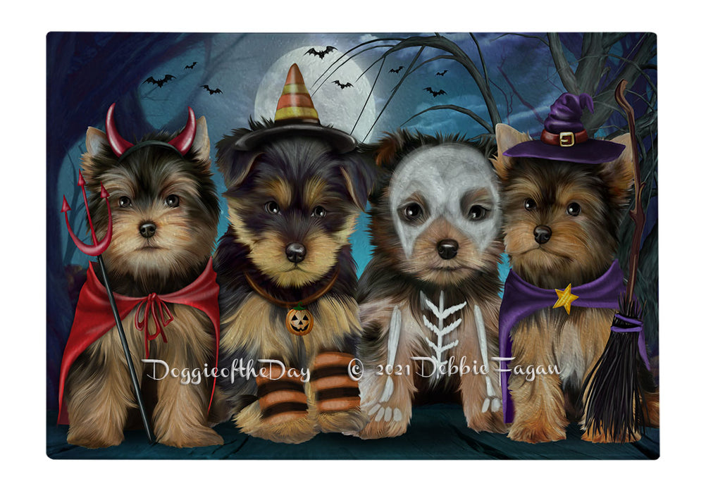 Happy Halloween Trick or Treat Yorkshire Terrier Dogs Cutting Board - Easy Grip Non-Slip Dishwasher Safe Chopping Board Vegetables C79705