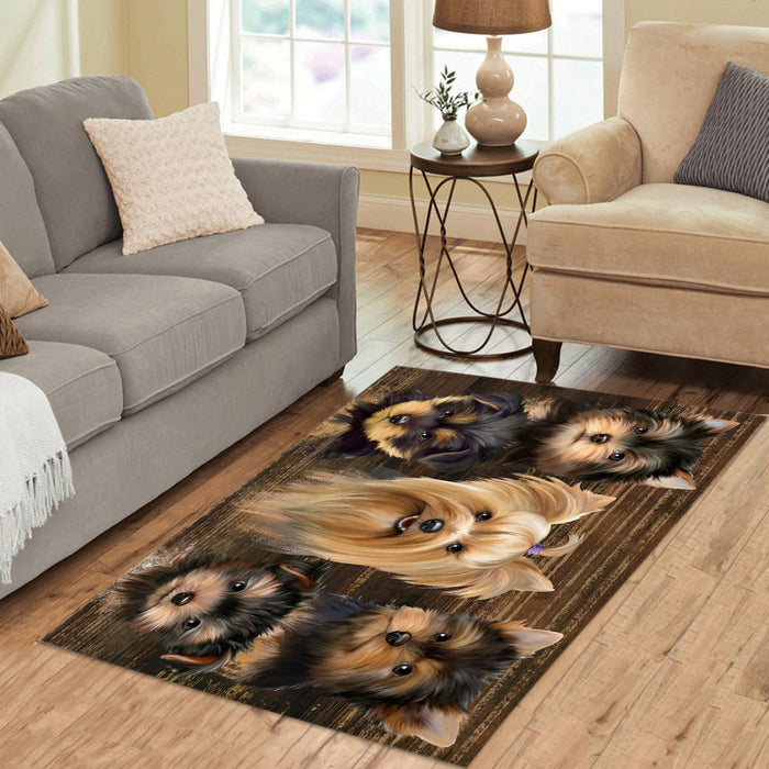Rustic Yorkshire Dogs Area Rug