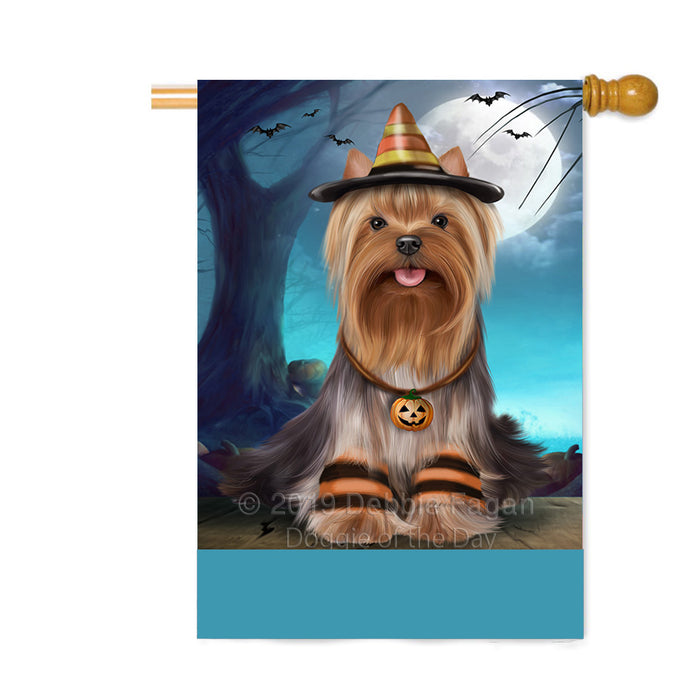 Personalized Happy Halloween Trick or Treat Yorkshire Dog Candy Corn Custom House Flag FLG64133