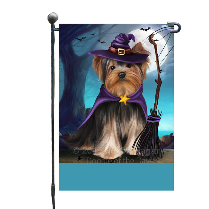 Personalized Happy Halloween Trick or Treat Yorkshire Dog Witch Custom Garden Flag GFLG64607