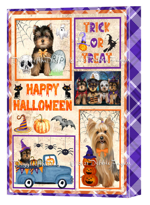 Happy Halloween Trick or Treat Yorkshire Terrier Dogs Canvas Wall Art Decor - Premium Quality Canvas Wall Art for Living Room Bedroom Home Office Decor Ready to Hang CVS151037
