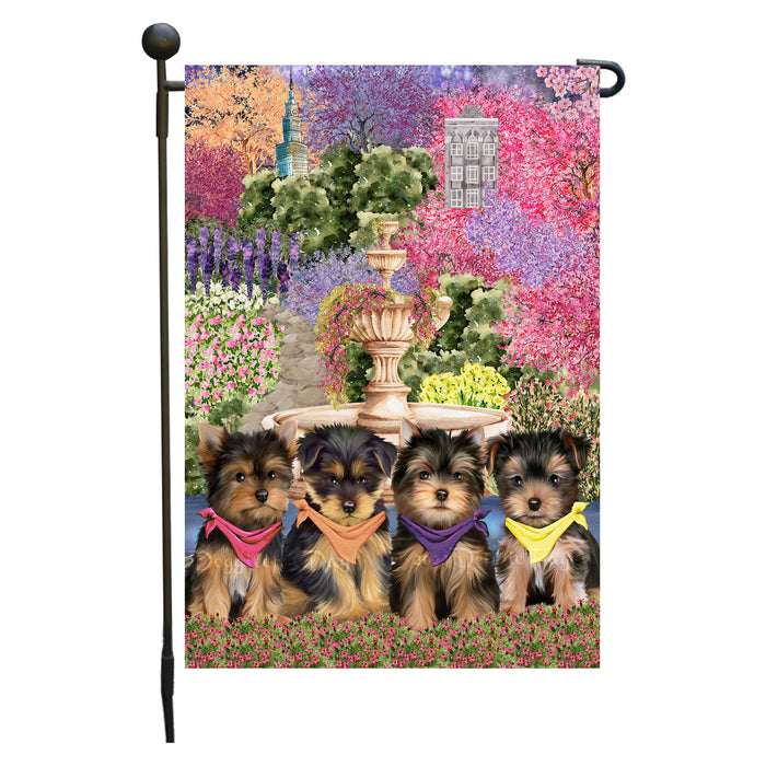 Yorkshire Terrier Dogs Garden Flag: Explore a Variety of Designs, Weather Resistant, Double-Sided, Custom, Personalized, Outside Garden Yard Decor, Flags for Dog and Pet Lovers