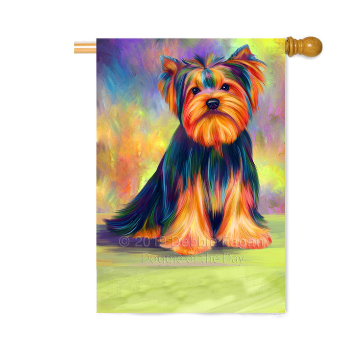 Personalized Paradise Wave Yorkshire Terrier Dog Custom House Flag FLG-DOTD-A60153