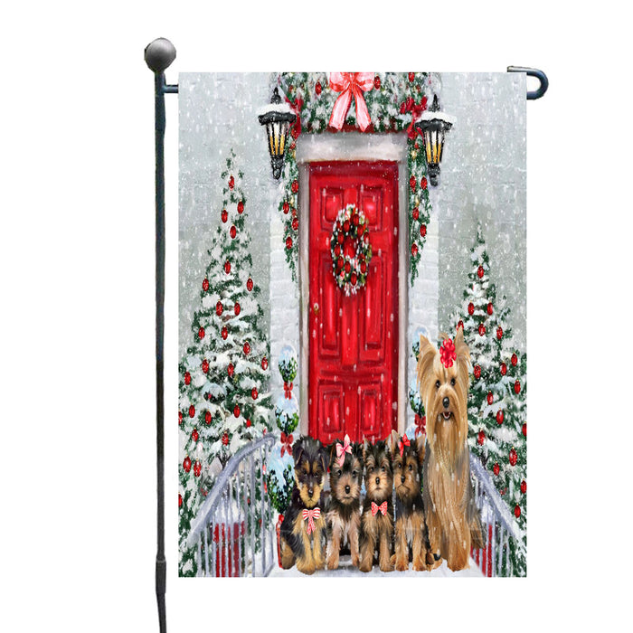 Christmas Holiday Welcome Yorkshire Terrier Dogs Garden Flags- Outdoor Double Sided Garden Yard Porch Lawn Spring Decorative Vertical Home Flags 12 1/2"w x 18"h