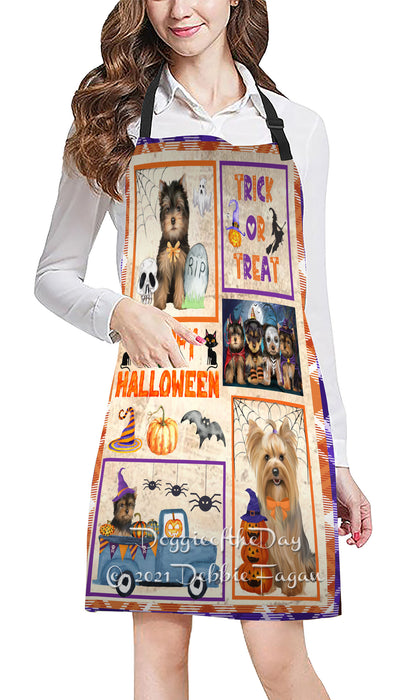 Happy Halloween Trick or Treat Yorkshire Terrier Dogs Cooking Kitchen Adjustable Apron Apron49378