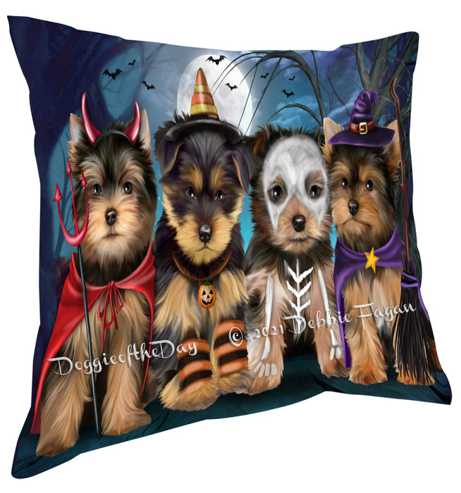 Happy Halloween Trick or Treat Yorkshire Terrier Dogs Pillow with Top Quality High-Resolution Images - Ultra Soft Pet Pillows for Sleeping - Reversible & Comfort - Ideal Gift for Dog Lover - Cushion for Sofa Couch Bed - 100% Polyester, PILA88615