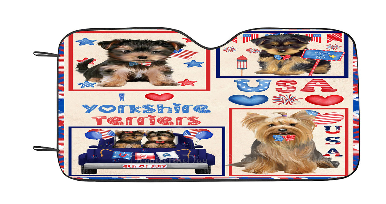 4th of July Independence Day I Love USA Yorkshire Terrier Dogs Car Sun Shade Cover Curtain