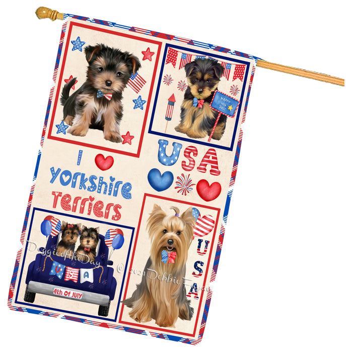 4th of July Independence Day I Love USA Yorkshire Terrier Dogs House flag FLG67015