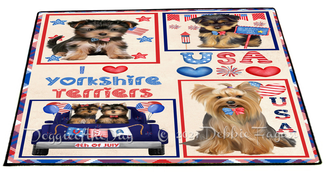 4th of July Independence Day I Love USA Yorkshire Terrier Dogs Floormat FLMS56383 Floormat FLMS56383